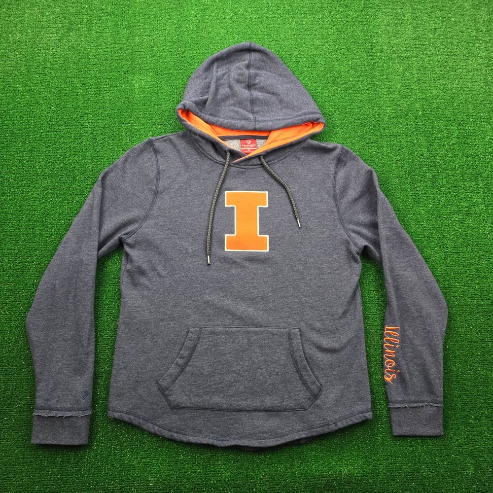 Illinois Fighting Illini Hoodie Sweatshirt Womens Medium Gray NCAA College